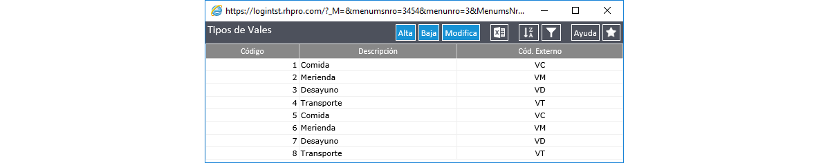 Tipos de Vales (GTI) - Visma Latam Wiki