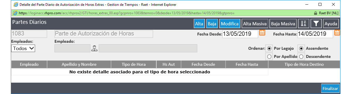 Autorización de Horas