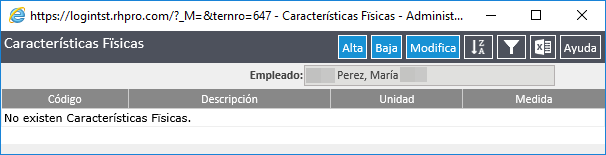 Características fisicas empleado