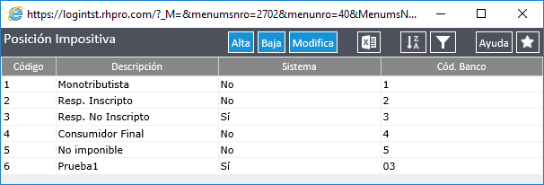 Posicion impositiva