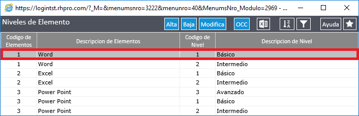 Niveles de Especialización-OCC