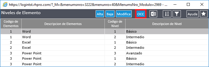 Niveles de Especialización-OCC