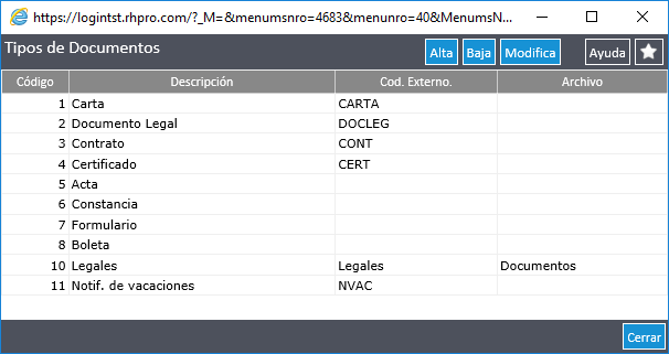 Tipos de Documentos