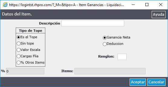 Ítems de Ganancias