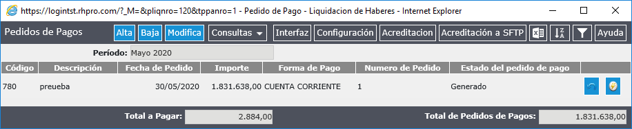 Pedidos de Pago