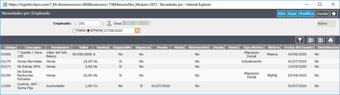 Novedades del Empleado