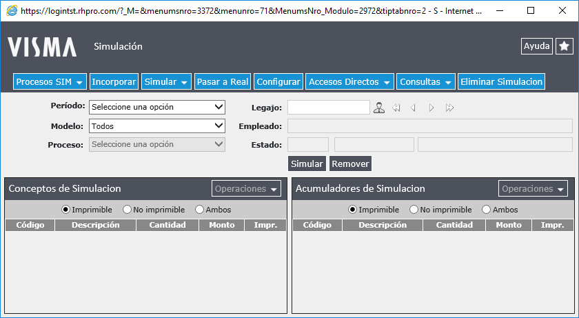 Tablero de Simulación