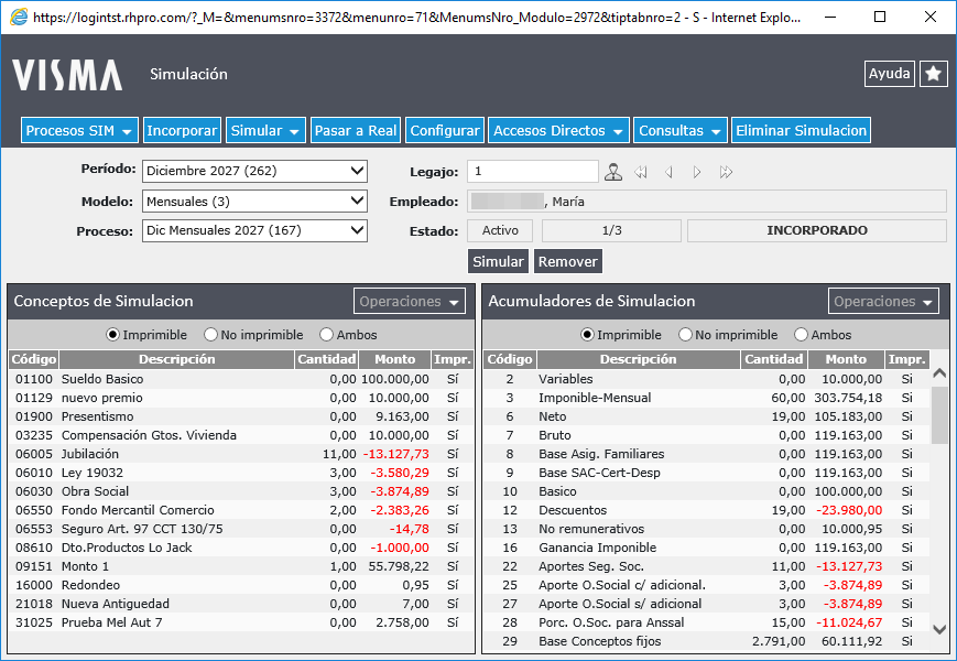 Tablero de Simulación