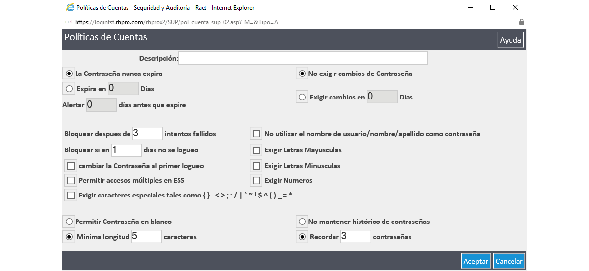 Políticas de Cuentas