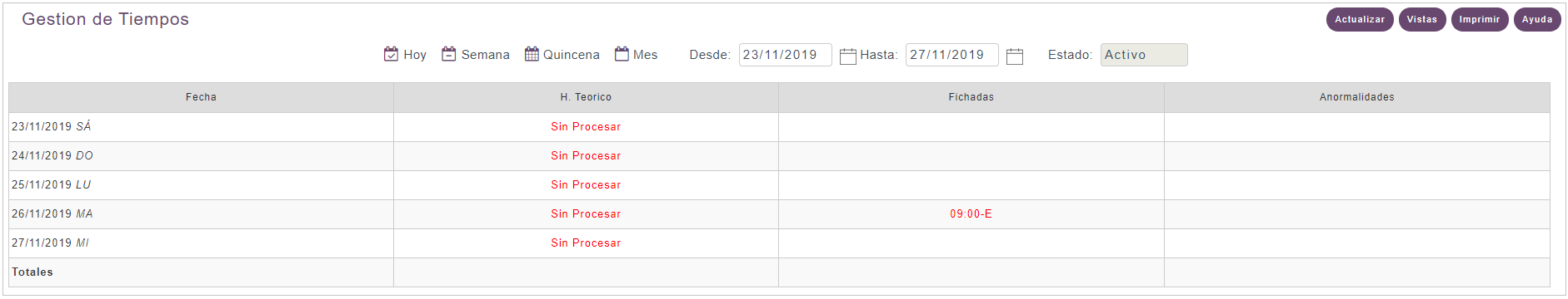 Tablero de Asistencia